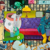 "Ahoi! Der Fisch war zuerst da" (2019) 170 x 260 cm / Öl / Ölkreide / Sprühlack auf Nessel