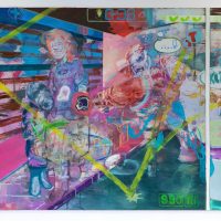 "Atlas! Hinter dir!" (2015) 196 x 274 cm / Acryl / Öl / Lack / Pigment auf Nessel