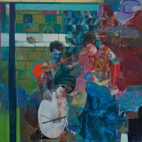 "Jetzt ist es 2 Stunden ruhig" (2014) 190 x 170 cm / Acryl / Öl / Lack / Pigment auf Nessel