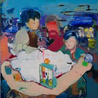 "Lucky Charms" (2017) 115 x 110 cm / Sprühlack / Öl-Pastell / Öl auf Nessel