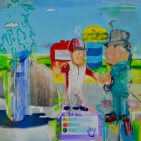 "Monopolia" (2016) 100 x 120 cm / Öl / Ölkreide / Sprühlack auf Nessel