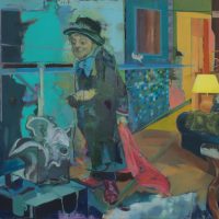 "Puppenspieler" (2014) 100 x 130 cm / Öl / Ölkreide auf Nessel