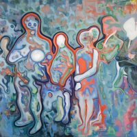 "Vortrag" (2011) 130 x 170 cm / Öl / Ölkreide auf Nessel